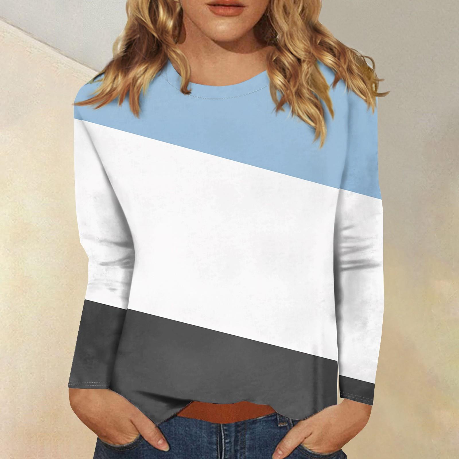 

Женская модная повседневная футболка с круглым вырезом и длинным рукавом с принтом, топ