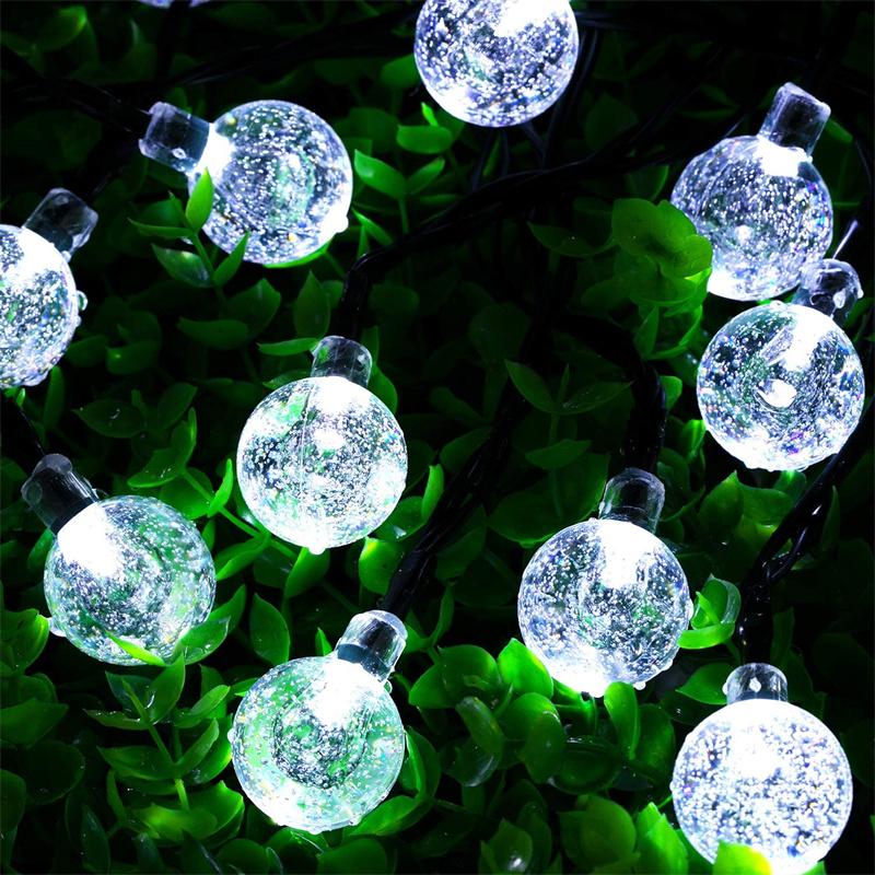Solar-Lichterkette für den Außenbereich, LED-Feiertagsbeleuchtung, Kristallkugel-Lichter mit 8 Modi, wasserdicht, solarbetrieben, Terrassenlicht, Garten, Weihnachtsfeier, Dekoration