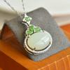 Xinjiang Hotan Jade S925 Silver Inlaid Jade Pendant Necklace Women's Birthday Gift for Girlfriend and Wife
