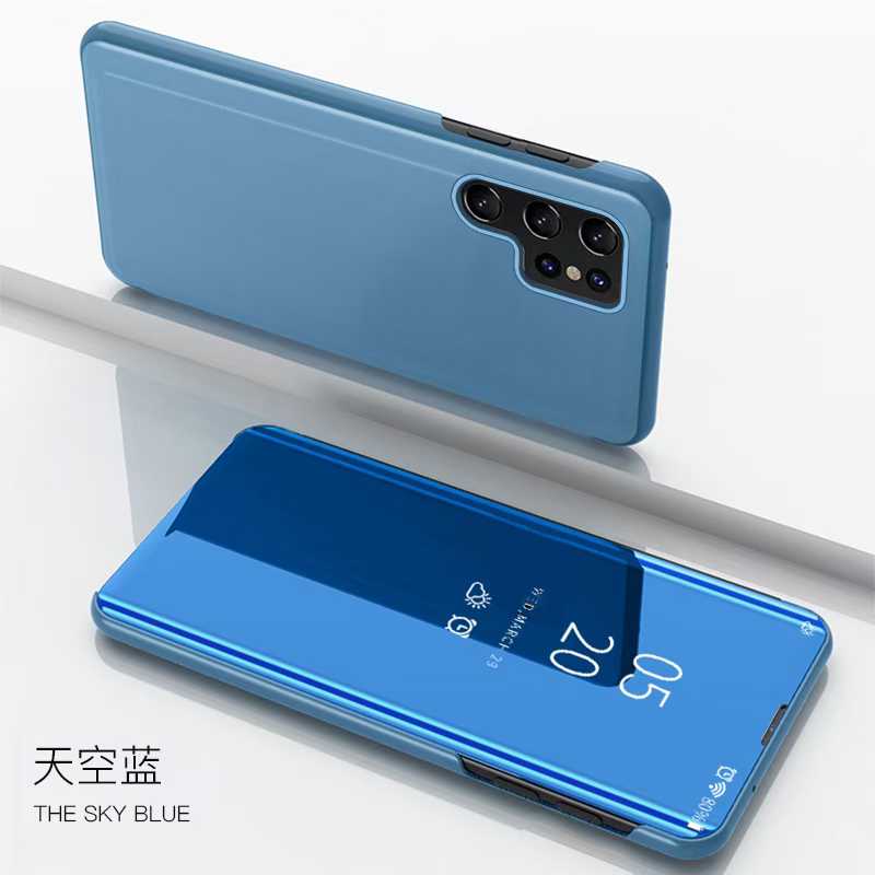 Busin Plating Mirror Smart View Sle Leather Flip Phone Case For Samsung S26 Ultra S25 S24 S23 Plus FE Anti-fall Protection Cover