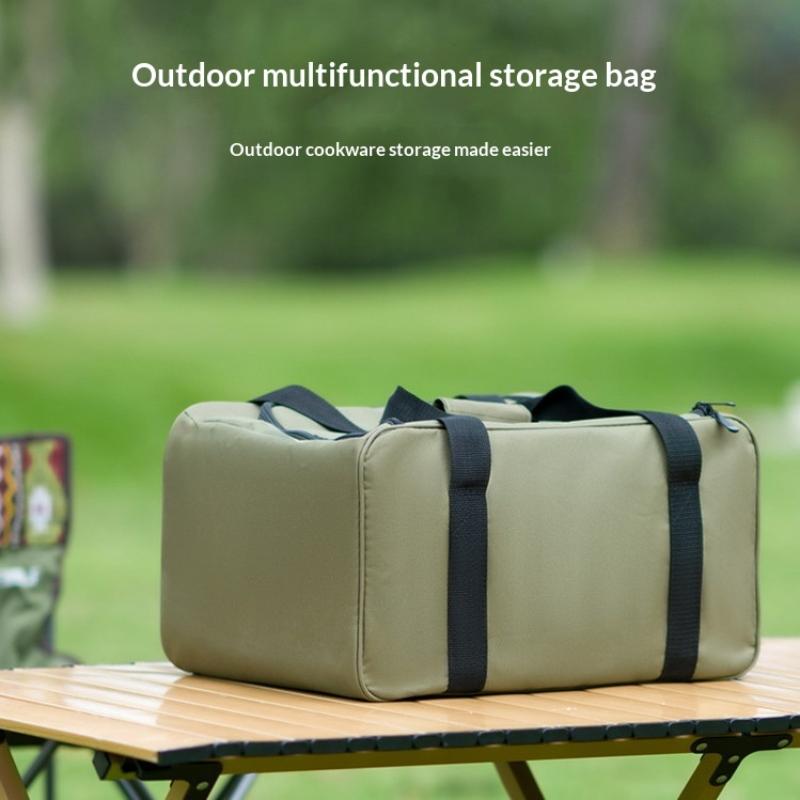 Outdoor Camping Picnic Tableware Storage Bag Oxford Cloth Camping Cookware Organizer Bag Kitchen Utensils Pots Storage Pouch