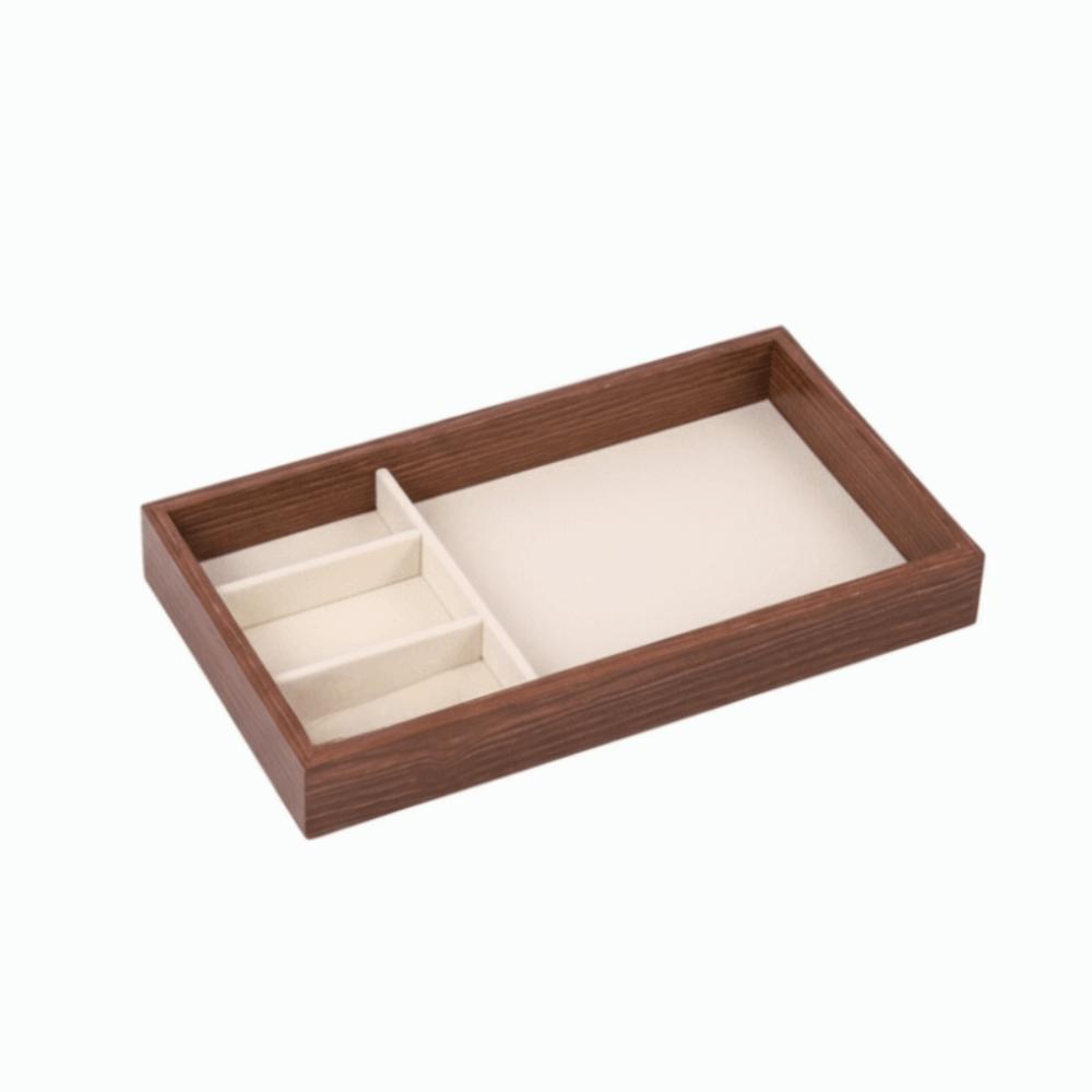 23X13X3CM Jewelry Tray Velvet Surface Flannel Lining Display Tray Walnut Material Exquisite Design Storage Solution Display