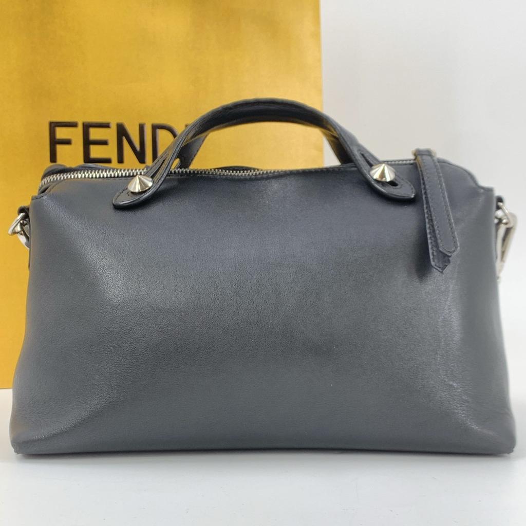 FENDI BY THE WAY 2way Handbag Shoulder Mini Boston Bag Leather Black 8BL124 Auth