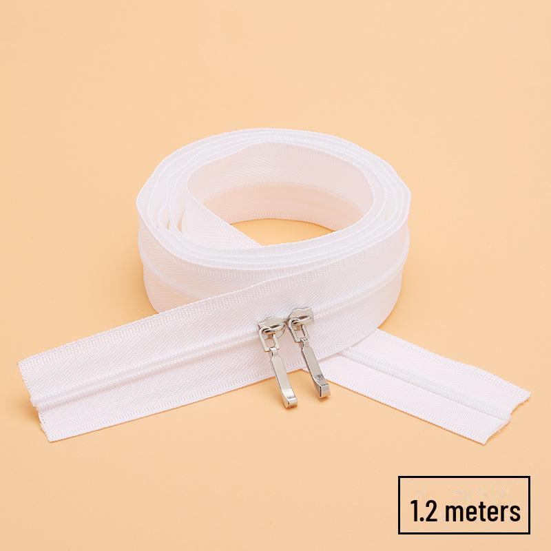 Dual-Head No. 3 White Invisible Nylon Zipper for Pillow Cases or Quilts
