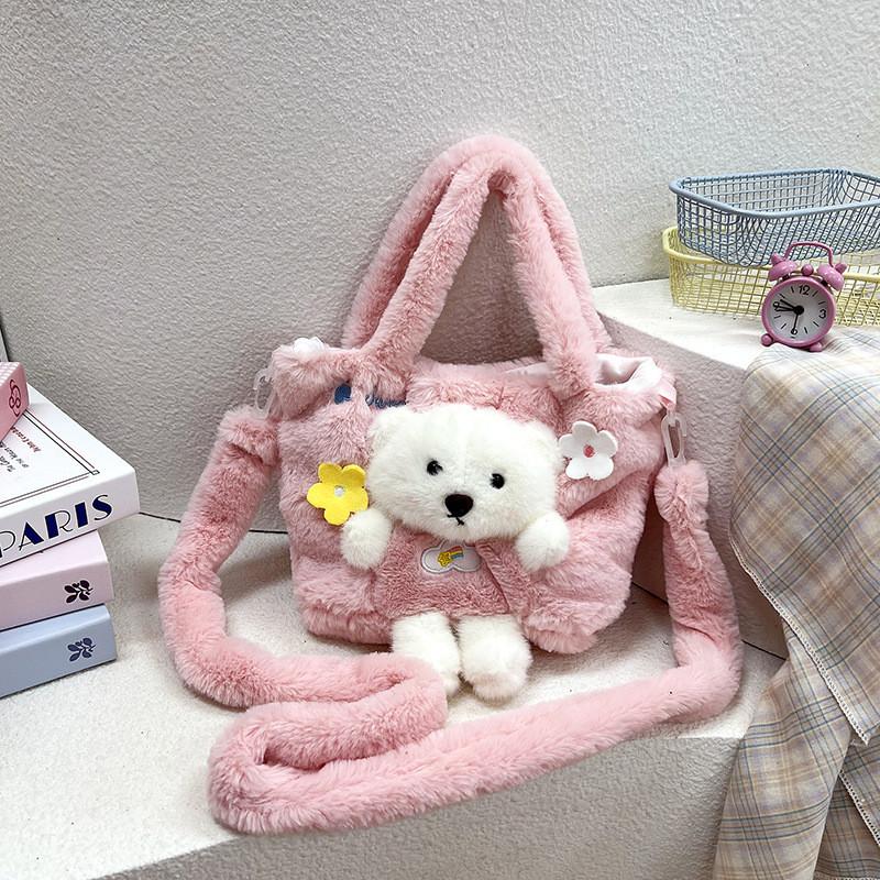 Cute Three Dimensional Bear Bag Shoulder Bag Girl Students Go Out Large Capacity