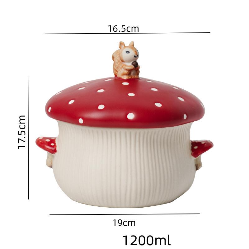 

Ceramic Mushroom Coffee Mug Cartoon Water Kettle with Lid Cute Breakfast Milk Cup Tableware Home Teapot Plate Bowl Birthday Gift as picture