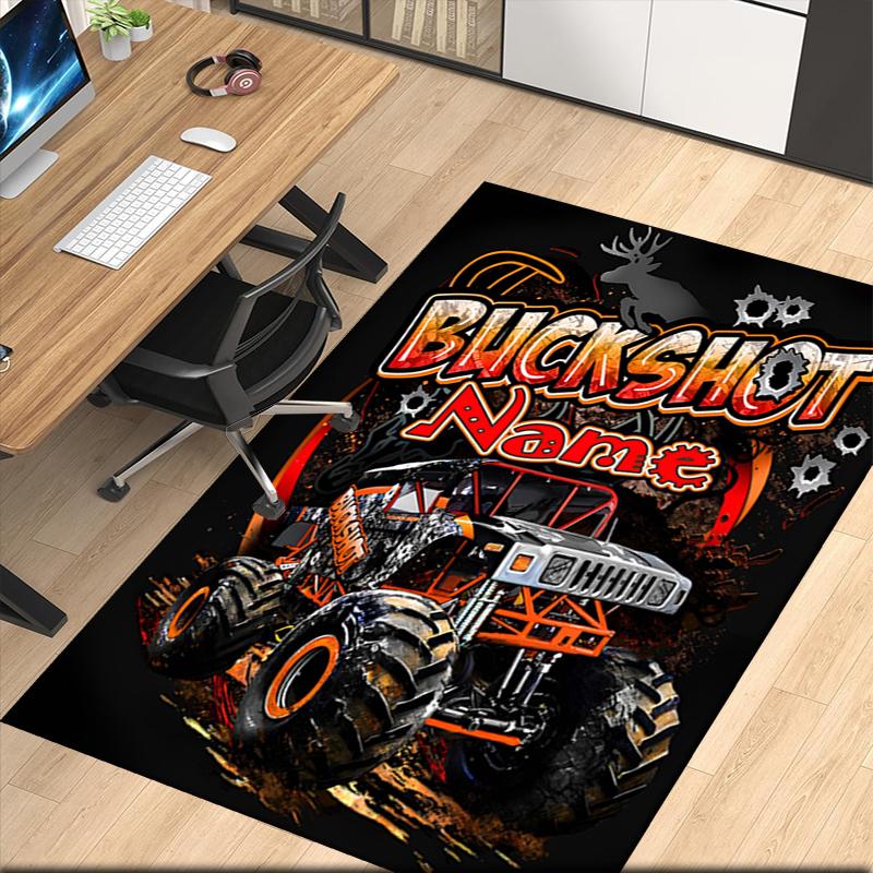 Custom Name Truck Printed Carpet, for Office Chair Living Room Bedroom Kitchen Room Decor Gifts.