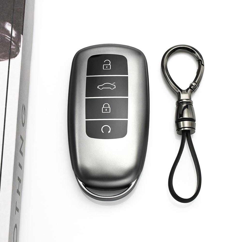 Gun Grey Tpu Auto Shell Fob Accessories For Chery Tiggo 8Plus New 5 Plus 7Pro Omoda 5 Tiggo 8 Pro Car Key Case Cover Keychain