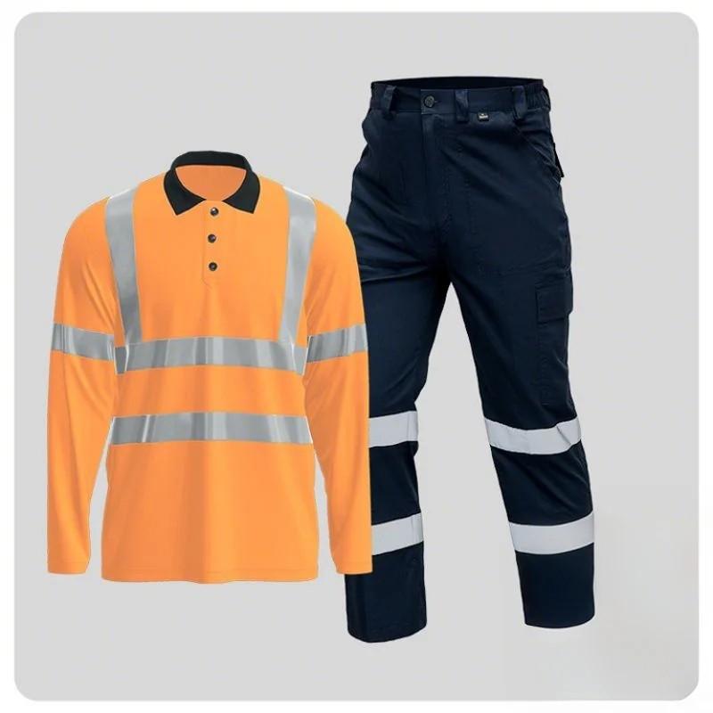 

Мужская быстросохнущая светоотражающая одежда с лацканами для строительства, охраны окружающей среды, труда и строительства XL шафрановый