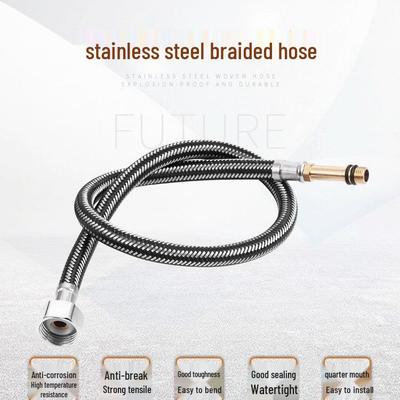 304 Stainless Steel Braided Metal Hose - Pointed End Kitchen Sink Faucet Inlet Pipe for Cold/Hot Water