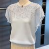 Chic Summer Knit Top for Women, Short Sleeved, Age-Defying Style for Middle-Aged and Elderly