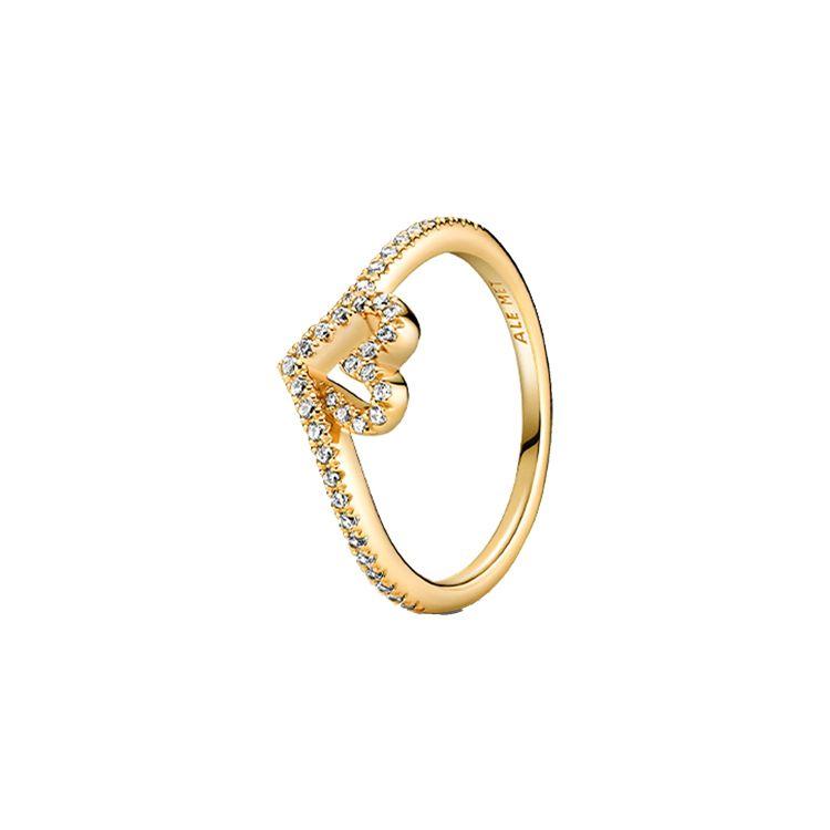 Pandora Shining Heart Wishbone Ring Women rings 169302C01 56