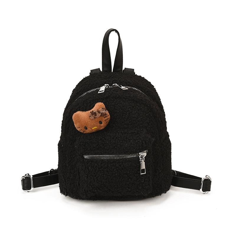 Schoolbag new Korean mini kt backpack women's fashion woolen texture popular versatile bag commuter travel backpack