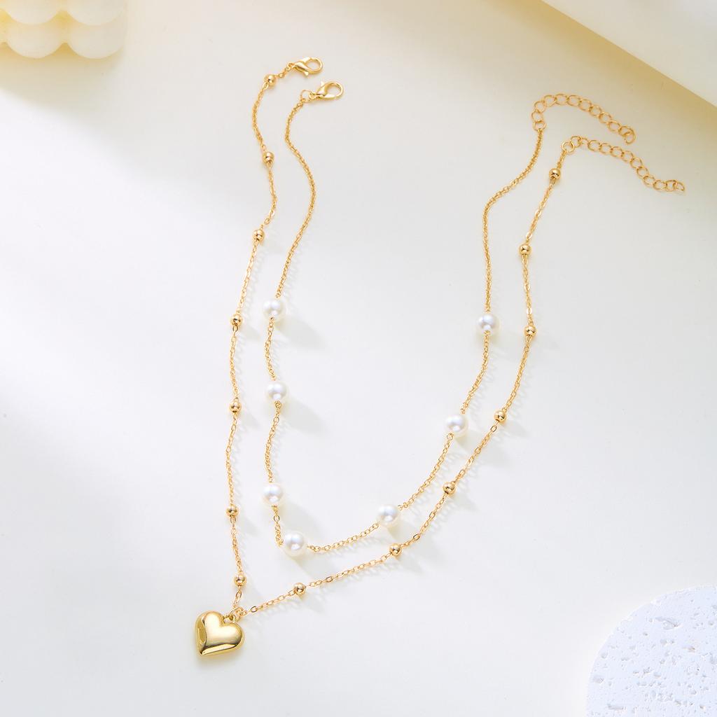 Holiday Beach Pearl Pendant Necklace Ocean Shell Starfish Multilayer Stacked Clavicle Chain