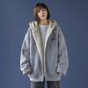 Lamb Wool Coat Women's Lazy Cardigan Sweatshirt Fleece Lined Thickened Loose Korean Style Chic Autumn Winter Hooded Top