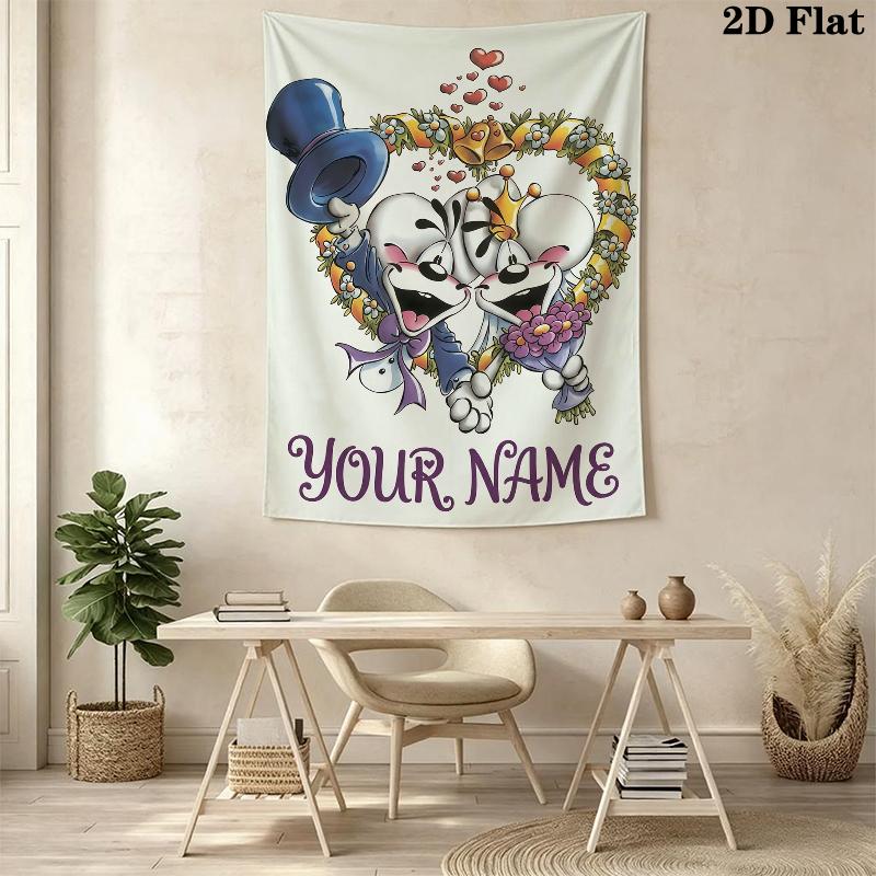 Custom Name diddl Wall Tapestry Aesthetic Wall Hanging Printed Fabric Blanket Decorative Tapestries for Bedroom Living Room Home Decor