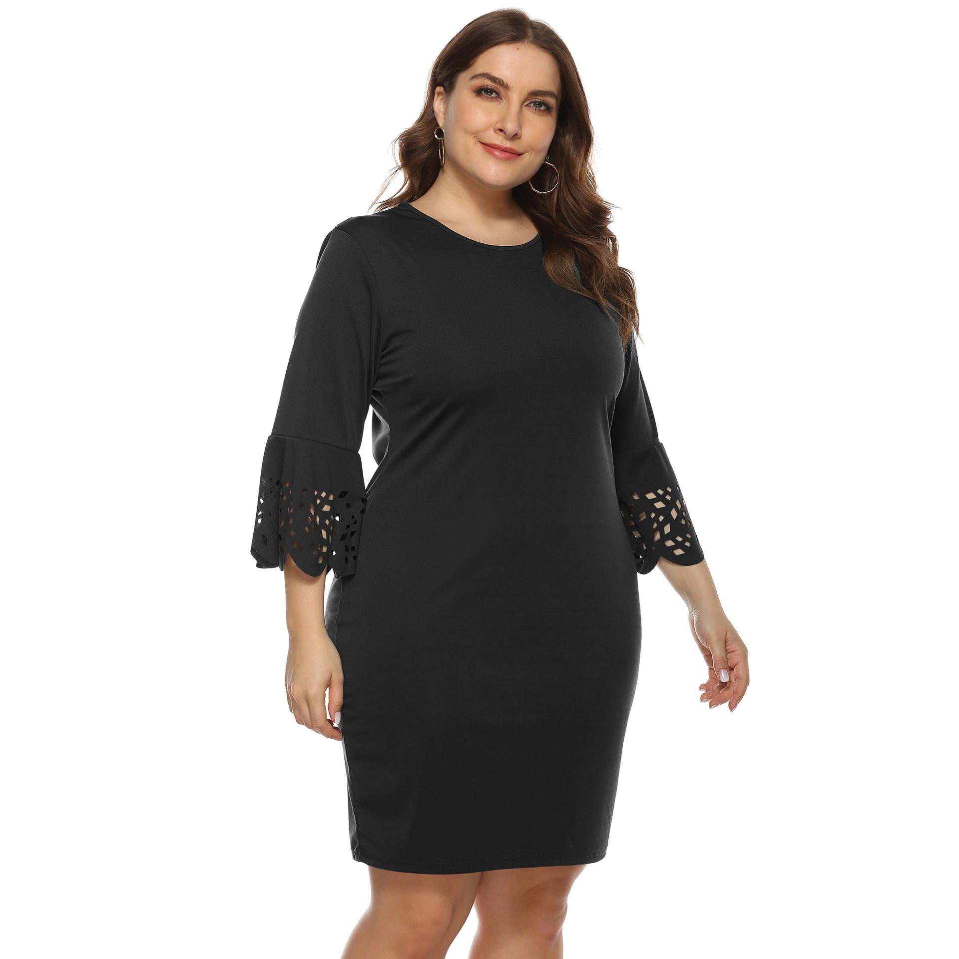 

Женское платье больших размеров А-силуэта с рукавами три четверти, элегантное, с ажурной вставкой, пэчворк из выжженных цветов XXXL