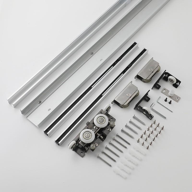 Invisible Track Two-Way Buffer Wheel Sliding Door Hardware for Glass/Wood Doors