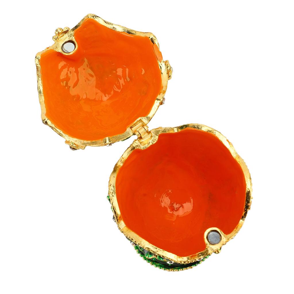 Egg Style Trinket Box Hinged Enamelled Rhinestones Multifunctional Home Decor Alloy Vintage Jewelry