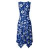 Women Sleeveless Casual Floral Print Dress Round Neck Irregular Hem Mid Length Summer Dress
