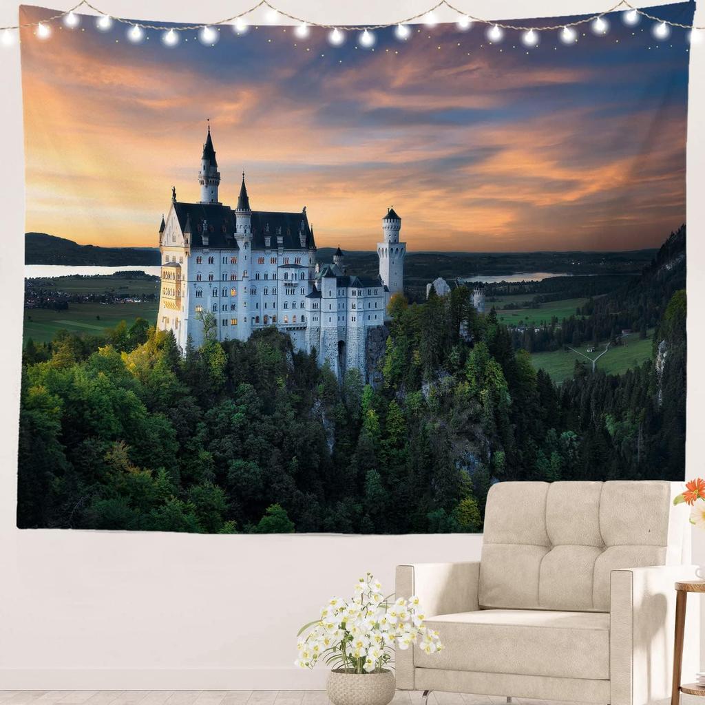 Black and White England Landmark Picnic Mat Hippie Trippy Tapestry Wall Art Meditation Decor for Bedroom Living Room Dorm, Red