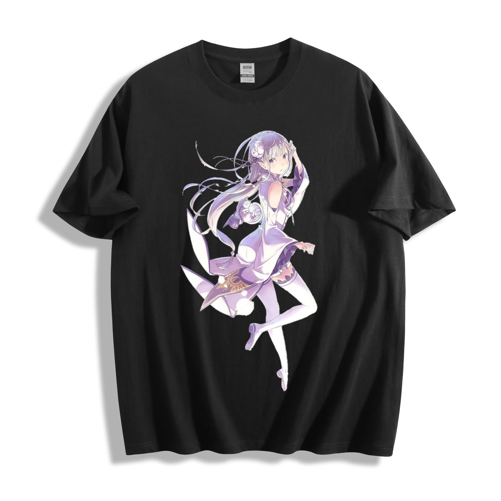Re:Zero Emilia & Puck Anime T-Shirt - Dynamic Graphic Waifu Unisex Tee XL