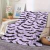 Cozy Purple & Black Bat Print Flannel Blanket - Soft, Warm, and Versatile for Couch, Bed, Office, Camping, and Travel