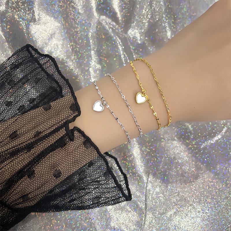 Sweet Heart Women's Double-Layer Hollow Heart & Bead Bracelet