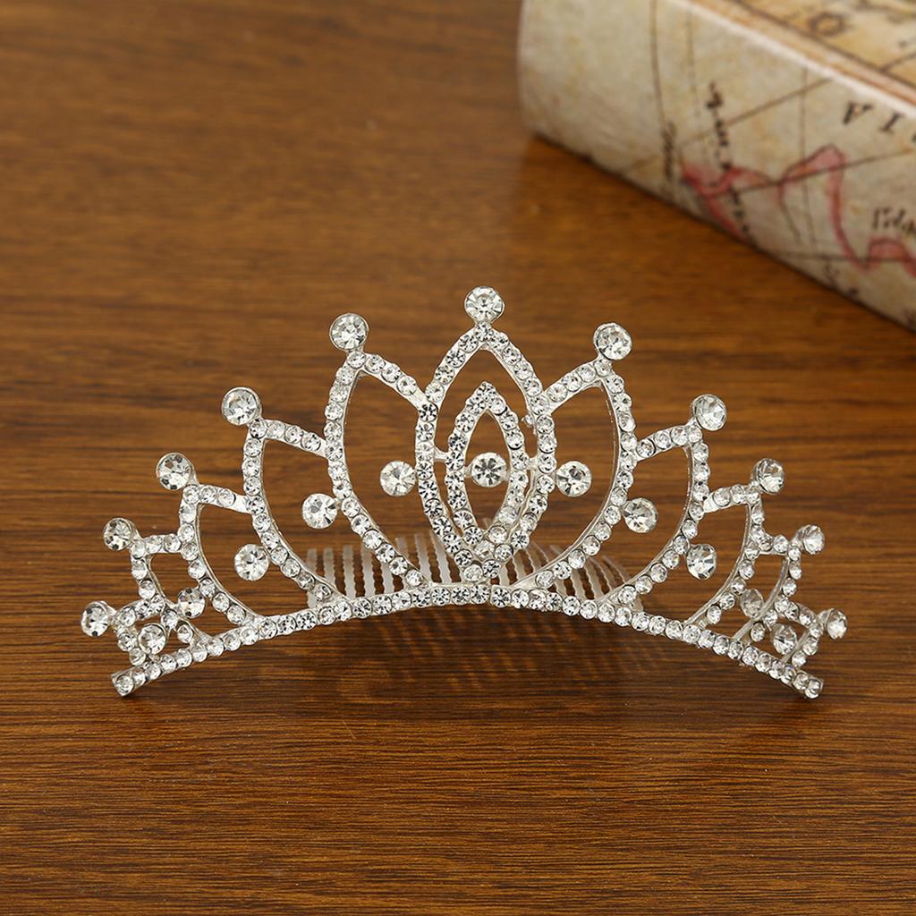 Bridal Hair Comb with Crown Decor Shiny Rhinestone Elegant Hair Comb Barrette for Woman Hair Decorative Use