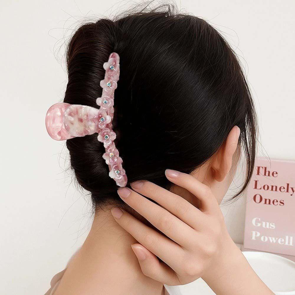 Korean Style Straight Line Shaped Shark Clip Elegant Acetic Acid Hair Claw Flower Hair Claw  Party