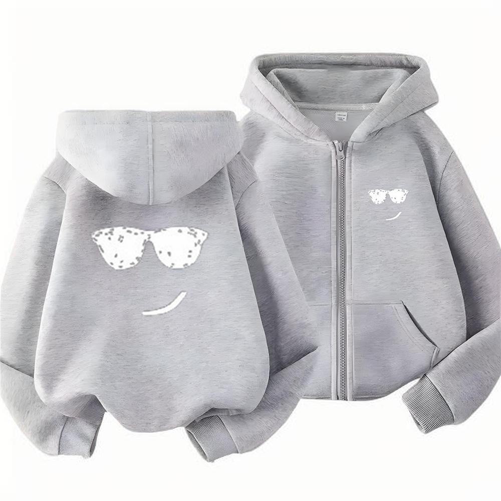 boy Girls Hoodie zipper cardigan tops Suitable age 3-12 Children's Sweatshirt coat Autumn Zipper style black leisure Clothing