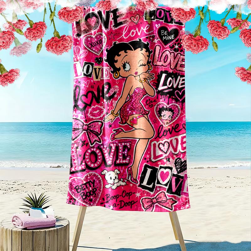 Betty Boop Print Beach Towel, Large Soft Quick Dry Towel for Beach Camping Swimming