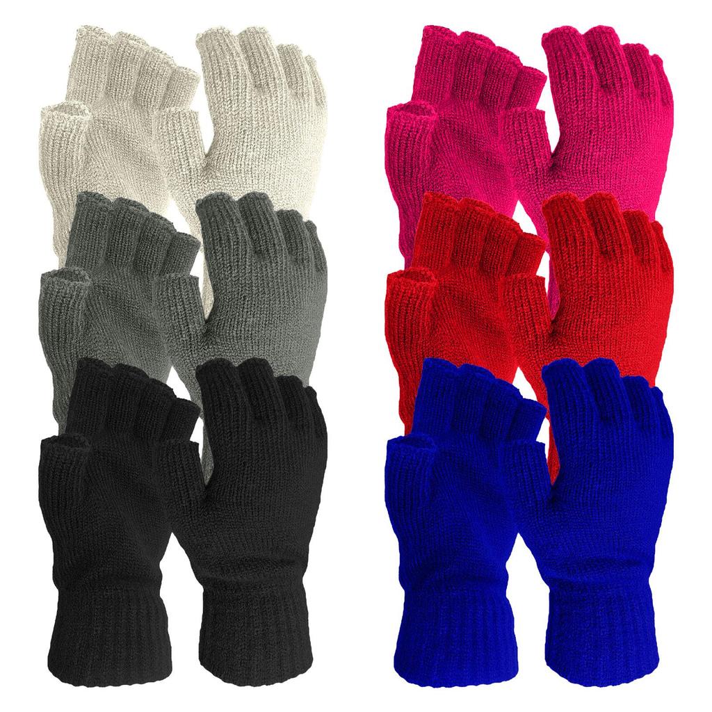 Winter Color Men'S And Women'S Warm Gloves Solid Half-Finger Knitted Gloves Gloves Mittens Women Winter Accessories