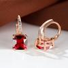 Square Stone Red Crystal Zircon Small Hoop Earrings For Women Vintage Rose Gold Color Ear Buckle Wedding Jewelry Versatile Gifts