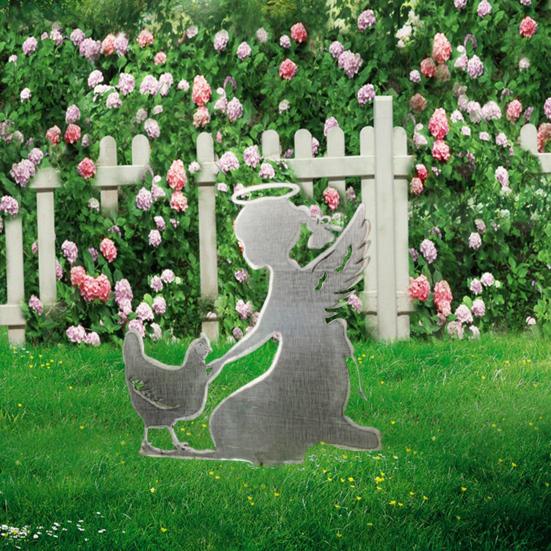 Pet Memorial Garden Stake Guardian Angel with Pet Garden Decor Outdoor Cat Dog Memorial Sign for Pet Owners Yard Art Decoration