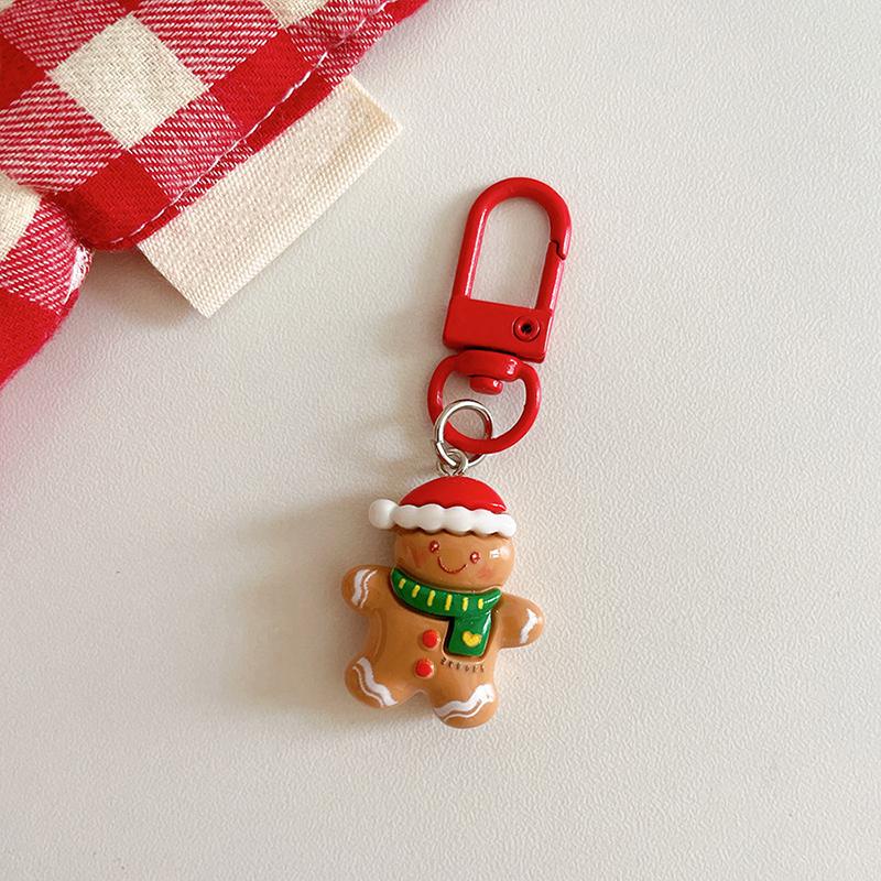 1PC Cartoon Shape Xmas Key Rings For Friends Key Holders Holiday Bag Pendants Part Resin Gifts Multiple Options Available