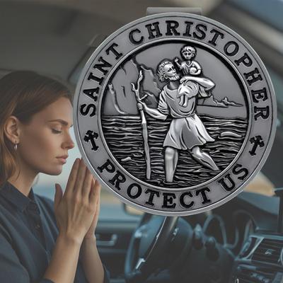 Szent Kristóf Napellenző Csipesz Autóba Fém Szent Kristóf Amulett Védő Talizmán Autós Kiegészítők Ajándék Sofőröknek Családoknak