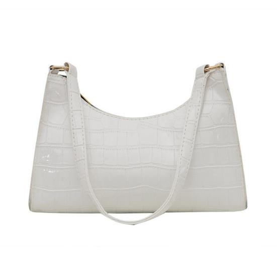 

Женская фактурная сумка на одно плечо из искусственной кожи большой емкости, однотонная, повседневная, на молнии, женская, для девочек, сумка-хобо, кошелек белый