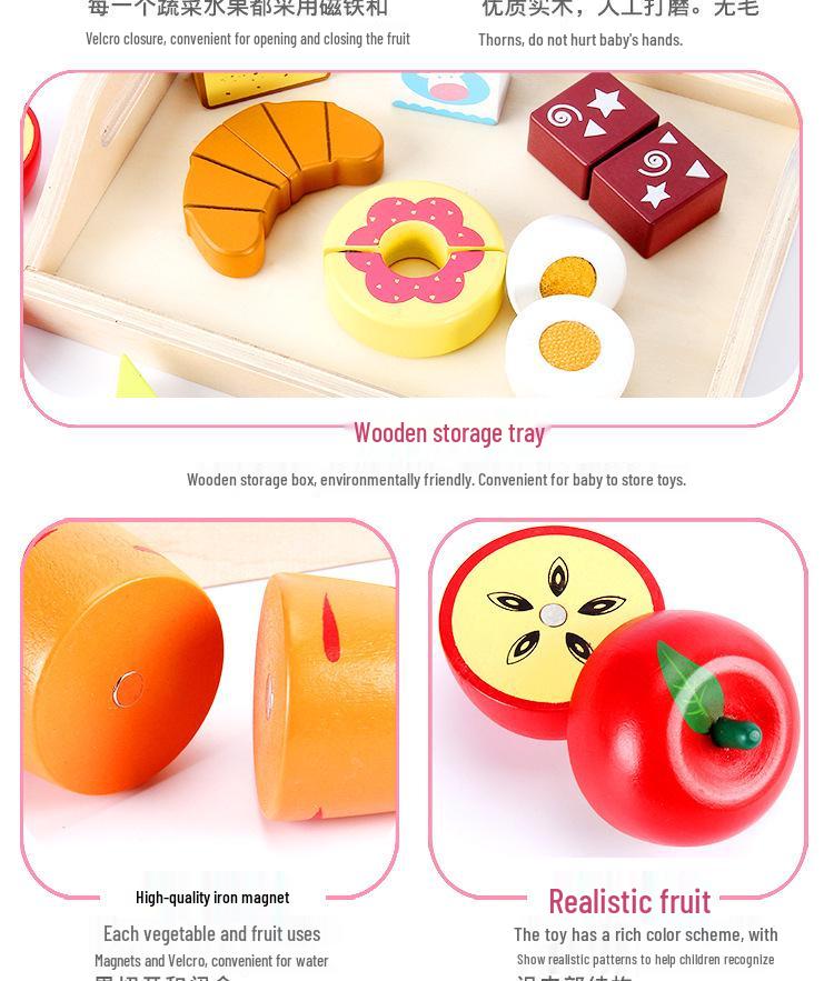Wooden Pretend Play Kitchen Set: Children's Fruit and Vegetable Cutting Toy