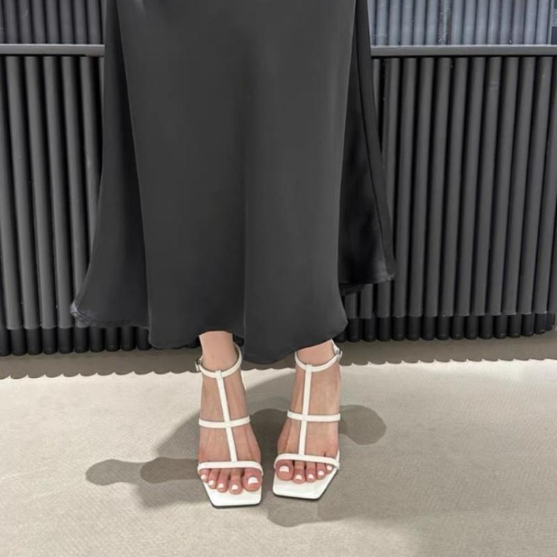 Fashion Women's Ankle Buckle High Heel Sandals Breathable Sexy Party Shoes for Women Ladies Front Cross Strap Open Toe Square Toe Shoes