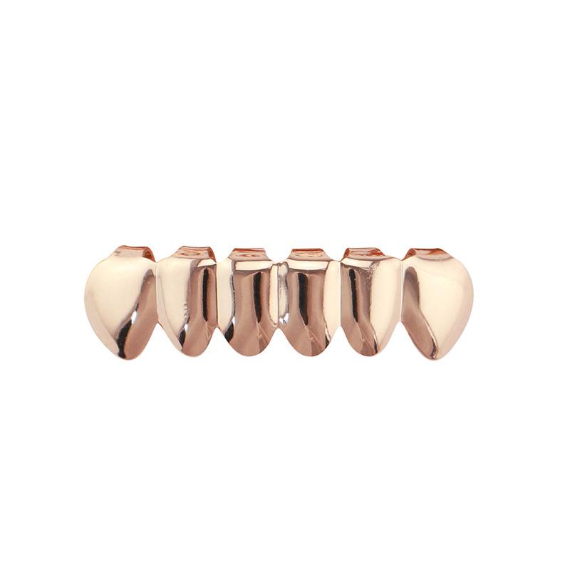 HIOHOP Lattice Pattern 18K Gold Plated Hip Hop Grillz - Top & Bottom Six Teeth Fashion Accessory.
