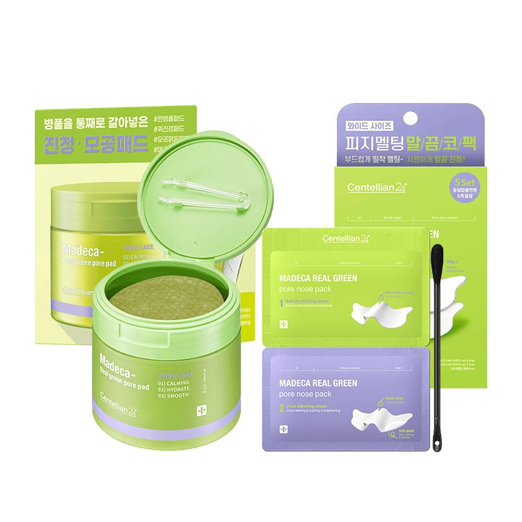 Madeca Real Green Pore Pads (60 pads) + Madeca Real Green Pore Nose Packs (5 pads)