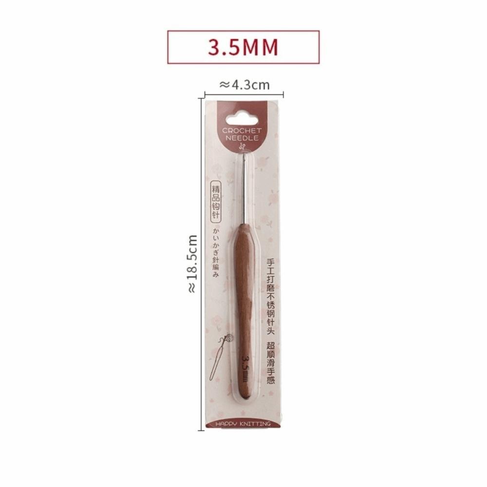 Sandalwood Handle Crochet Hook Handmade Crafts Stainless Steel Crochet Hook  Doll Weaving Tool