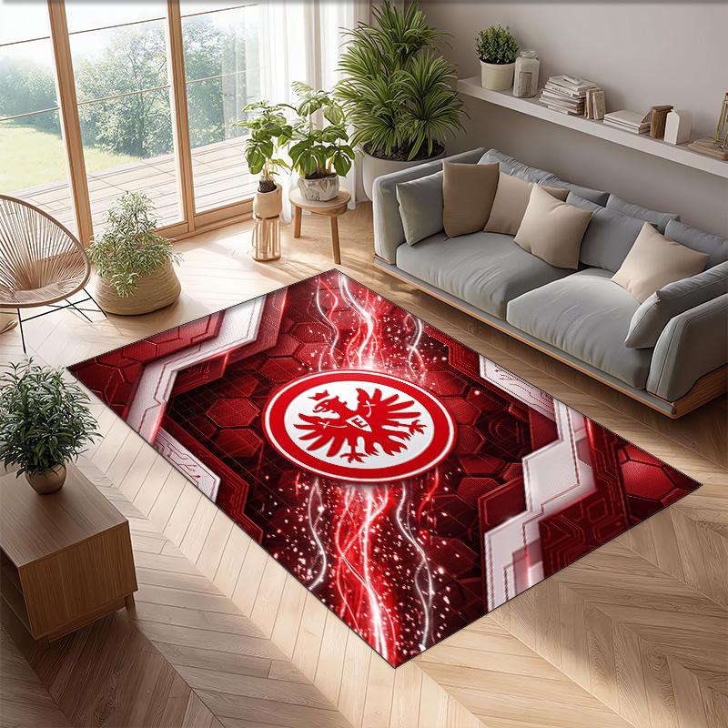 Eintracht Frankfurt Football Print Crystal Velvet Rug, Comfortable Water Absorbent Non Slip Indoor Floor Carpet