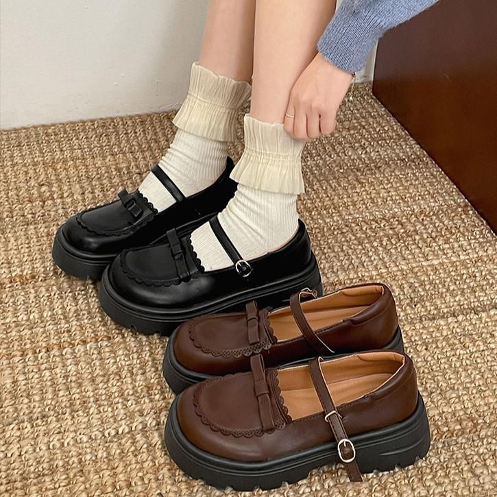 Módní roztomilé retro mašličkové platformové boty na silném podpatku dámské 2025 nové jarní a podzimní boty Mary Jane s nízkým svrškem