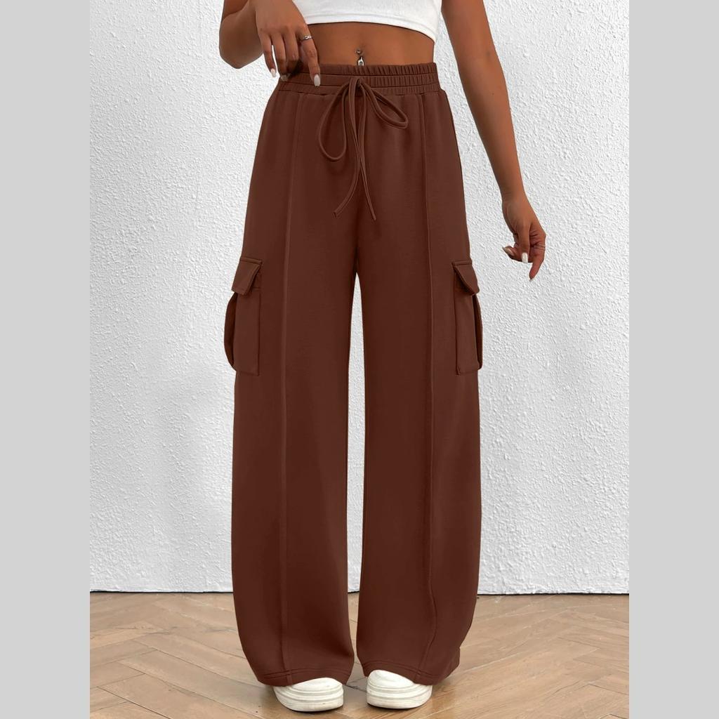 Women's Running Sports Pants Overalls Loose Wide-leg Casual Pants Casual Exercise Jogging Pants with Pockets