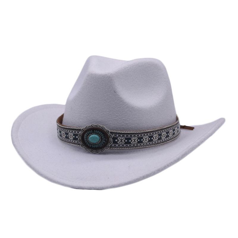 European, American autumn and winter new men's and women's fashion woolen western cowboy hat top hat trendy jazz hat