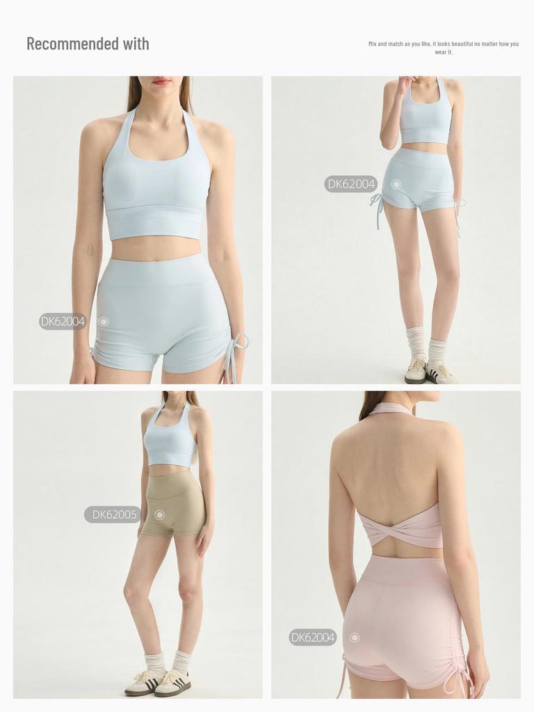 Women's Twisted Back Halter Yoga Tank With Built-in Bra Pads, Slimming Cropped Top for Pilates & Fitness