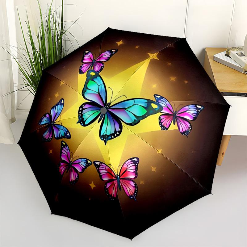 

1pc Butterflies Star Automatic Opening/Closing Umbrella with Operation & Windproof Canopy - Folding Design, Holiday Gift yy260225185