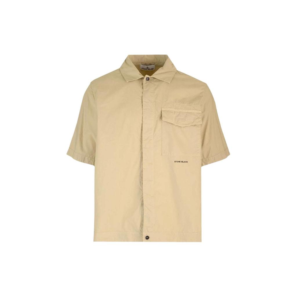 STONE ISLAND Short Sleeve Overshirt Sand Men Streetwear 801511805-V0095